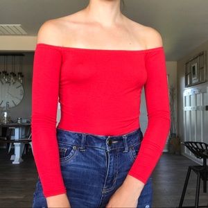 Off The Shoulder Long Sleeve Bodysuit